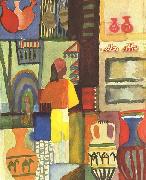 August Macke Handler mit Krugen painting